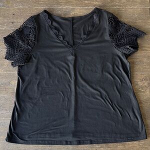 Cute Black Lace Sleeve Top